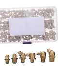 Copper Grease Fitting Assortment Kit With Straight And 45 Degree Nipples Pro Grade Heavy Duty Storage Box For Mechanical And Automotive Pneumatic Applications Replacing Worn Out Grease Nipples