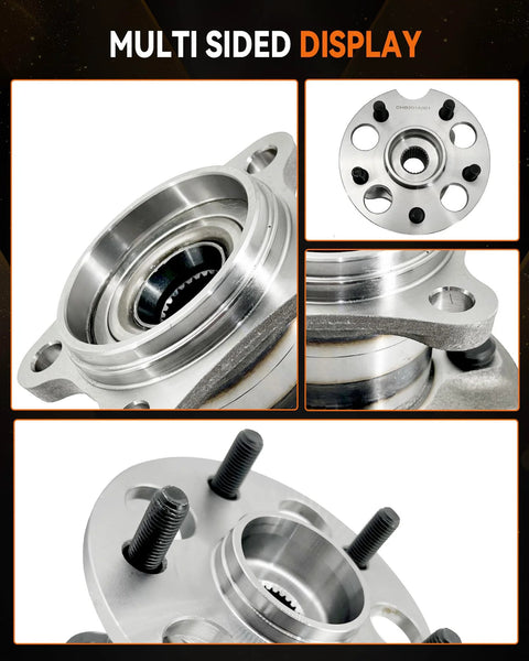 Rear Wheel Bearing Hub Assembly 2 Pack For Toyota Highlander 2004 To 2013 Venza 2009 To 2016 Lexus RX330 2004 To 2006 RX350 2007 To 2009 RX400h 2006 To 2008 AWD 5 Lug With ABS Direct Fit Easy Install, multi-angle view