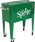 Sprite Green Retro 60 Qt Rolling Cooler With Wheels For Outdoor Patio And Porch Insulated Poly Liner Removable Double Lid Bottle Opener And Cap Catcher Holds 72 Cans With Ice Four Casters Two Locking