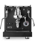 Rock Solid Dual Boiler Espresso Machine Bundle With Precision Grinder And Pid Temp Control To Craft Smooth Barista Drinks Without Any Stress displayed from the front in sleek black finish.