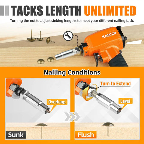 Lightweight Pneumatic Decorative Nailer For Upholstery And Leather Furniture With 11.7mm Head Air Powered Tack Gun No Sweat