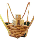 Heavy Duty Canvas Cargo Lifting Pad Net Featuring Rock Solid Non Slip Design with boxes and bags stacked inside.