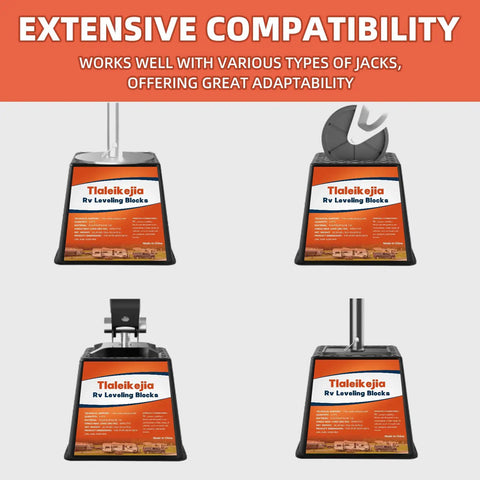 Set of 4 Stackable RV Leveling Blocks, 6000 lbs load rating, polypropylene material for stabilizing trailers and campers.