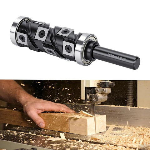 Aolidsive Flush Trimming Router Bit With Reversible Carbide Insert And Precision Bearing For Zero Deviation Cuts On Mdf, Hdf & Plywood Panels Featuring 1/2 Inch Shank, showing detailed carbide inserts and shank.