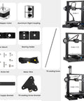 Components of Dual Z Axis Upgrade Kit for Ender 3 Pro V2, including stepper motor, coupling, motor mount, T8 screw, and power supply holder