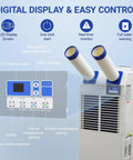Digital display control panel of Heavy Duty Portable Air Conditioner With 18,700 Btu Output And Smart Dual Hose Rig, Commercial Spot Cooler.