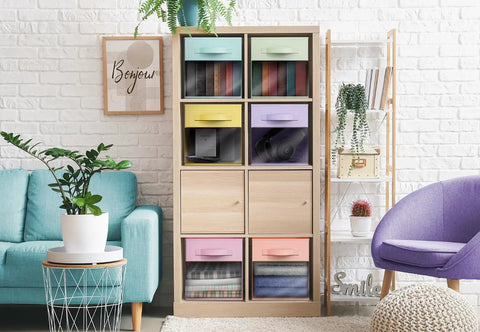 Total Game Changer Storage Bins With Clear View Panels, Foldable Pop Up Organizers, 13 Inch Pastel Multi Color Six Pack Set For Closet Decluttering And Home Organization