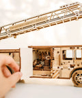 Rescue Firetruck 3D Wooden Puzzle Kit For Adults Build Your Own Hands On Realistic Wood Fire Engine Model 636 Pieces No Glue Needed With Illustrated Step By Step Guide, open side door