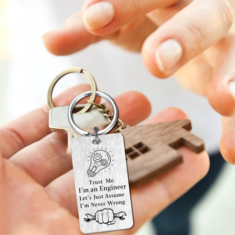 Engineer Gifts Keychain For Software Data Mechanical And Electrical Engineers A Nerdy Cool Techie Keepsake in hand, stainless steel
