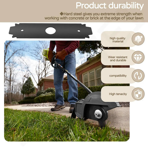 Two Pack 8 Inch Reversible Heavy Duty Hardened Steel Edger Blade For Expand It System Compatible With Ryobi UT50500 UT15518 RY15518 RYEDG11 P2310 P2300B Tough As Nails Replacement Edger Blade showing installed use in garden