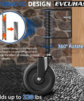 Heavy Duty 5 Inch Spring Loaded Gate Caster Wheel Packs Rock Solid Shock Absorption And Smooth 360 Swivel Glide For Outdoor Wooden Fence And Steel Tube Gates No Stress Rolling Up To 220 Pound In Matte Black, close-up of spring-loaded wheel adjuster.