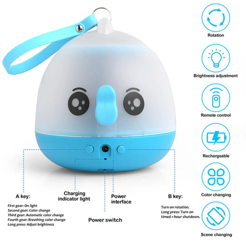 Front view of Epic Kids Star Projector Night Light With Three Color LED Bulbs And Six Modes with control buttons and icons