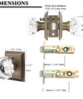 Six Pack Vintage Crystal Door Knobs With Privacy Lock For Interior Doors dimensions and details view