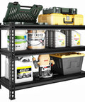 Beefy Heavy Duty 3 Tier Metal Garage Shelving Unit For Storage With 1320 Lb Total Capacity Adjustable Shelves 40 Inches Wide 18 Inches Deep 36 Inches High Ideal For Reptile Tanks Aquariums Pantry And Garage Black, loaded with tools and containers