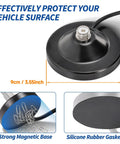 Go-To Dual Band Vehicle Ham Radio Antenna With Ground Planes Magnetic Base Mount showing strong magnetic base and gasket.