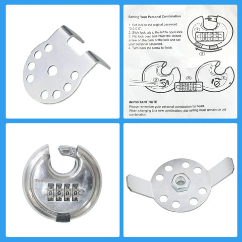 Heavy Duty Propane Tank Locking Kit For RVs And Trailers With One Half Inch 13 Thread Shaft Anti Theft Dual Shackle Lock components