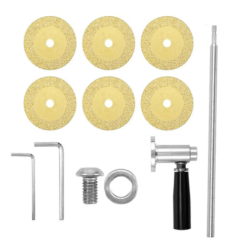Inside Pipe Cutter Kit For PVC And ABS Pipes With Diamond Grit Wheel Adjustable Cutting Depth Handle Included Ideal For Impact Drivers And Clean Inside Cuts showing wheels, handle, and tools