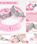 3 In 1 Toddler Harness Leash Set With Anti Lost Wrist Link For Girls And Boys, pink adjustable strap, Velcro, steel wire