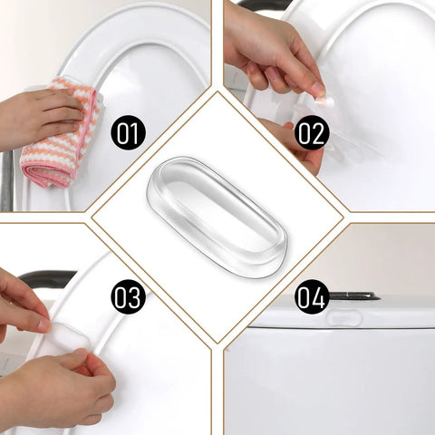 Installation steps of 20 Pack Clear Toilet Seat Bumpers Replacement Kit For Bidet And Lid Universal Fit Includes 4 Large And 16 Small PU Cushions