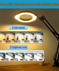 Dope 15X Magnifying Glass Desk Lamp With Metal Base 360 Degree Rotatable Aluminum Arms Five Color Modes And Ten Brightness Levels