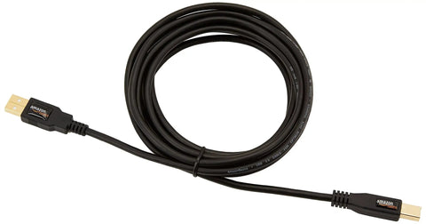 USB A To USB B 2.0 Cable A-Male To B-Male, 10 Foot, Shielded High Speed USB Cable With Gold Plated Connectors For Printers And External Hard Drives, Black coiled cable