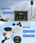 10 In 1 Wireless Weather Station With Outdoor Sensor Rain Gauge Atomic Clock Wind Speed And Direction Indoor Temperature And Humidity Barometer Weather Forecast No WiFi Swiss High Precision Temperature And Humidity Sensor showing monitor and sensor