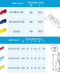 Front view of Amazon 120-piece T-tap wire connectors with storage case; red, blue, and yellow.