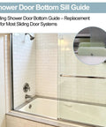 No Sweat Sliding Shower Door Bottom Track For Top Hung Glass Doors, Rock Solid Plastic Roller Guide, clear guide on shower door.
