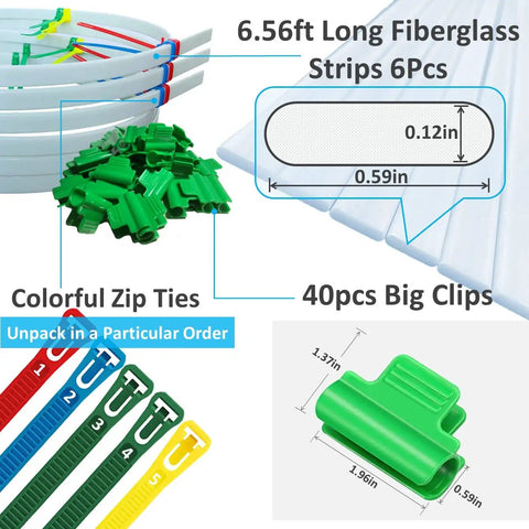 Six Pack Fiberglass Garden Hoops For 2 To 4 Foot Wide Raised Beds, 6.56 Feet Long, Super Bendable And Weatherproof Grow Tunnel Frame, Plant Row Cover Support, Wind Resistant, Rust Proof, No Assembly Required