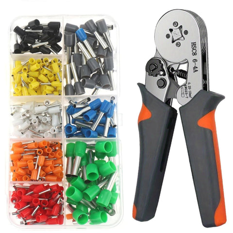Pro Grade Ferrule Crimping Tool Kit Self Adjustable Ratchet With AWG23-7 Range Crimper Plier Set Includes 400 Pcs Wire Terminals