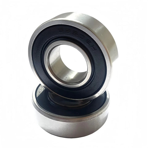 Rock Solid 10 Pack 99502H Mower Spindle Bearings For Kart Wheels Mini Bike Front Axle Murray Cart And Snowblower Drive Bushings 5 8 X 1 3 8 X.433 Smooth Rolling part close-up with black rubber seal and shiny steel surface.