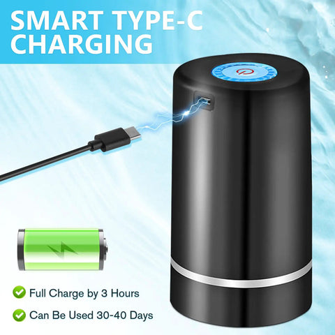 5 Gallon USB Rechargeable Portable Water Pump For Water Jugs With Auto Stop And Silicone Caps Ideal For Home Office Camping And Travel Black