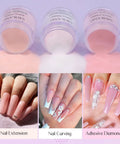 Beginner Friendly Acrylic Nail Starter Kit With Clear Pink Nude Powder And Monomer Liquid, nail designs and powder options.