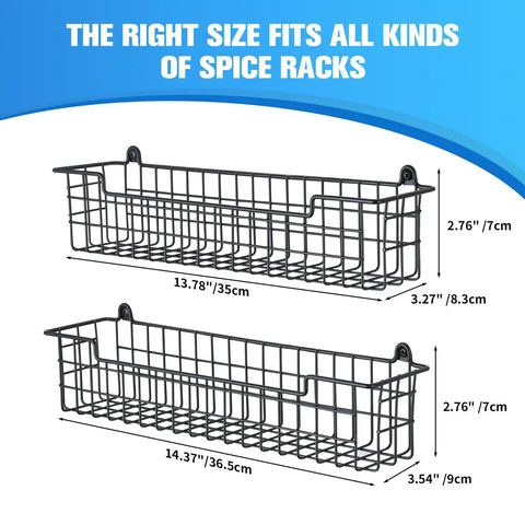 Built Tough Wall Mount Spice Rack Organizer, 2 Pack Heavy Duty Metal Mesh Shelves, Affixes Easily To Cabinets Or Any Kitchen Wall, Keeps Your Spices Tidy And Quick To Grab, Matte Black