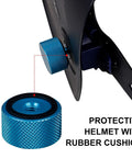 Sky Blue Welding Hood Pipeliner Helmet Fasteners Replacement Headgear Screws With Aluminum Anodized Build And Silicone Washer No Slip Grip 1 Pair For Tight Secure Welding Gear close-up of knurled grip fastener installed on helmet