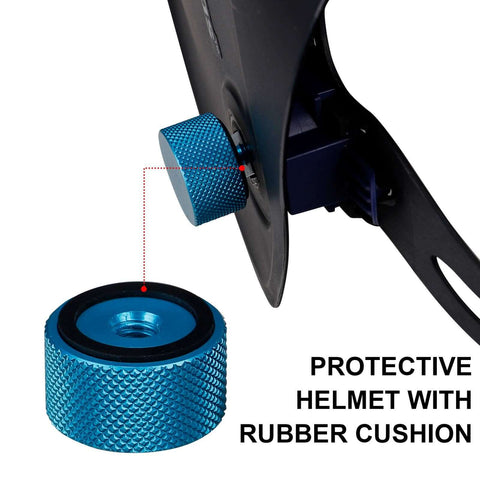 Sky Blue Welding Hood Pipeliner Helmet Fasteners Replacement Headgear Screws With Aluminum Anodized Build And Silicone Washer No Slip Grip 1 Pair For Tight Secure Welding Gear close-up of knurled grip fastener installed on helmet