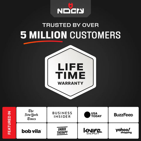 Trusted by over 5 million customers, Lifetime Warranty badge, various featured media logos including New York Times, USA Today.