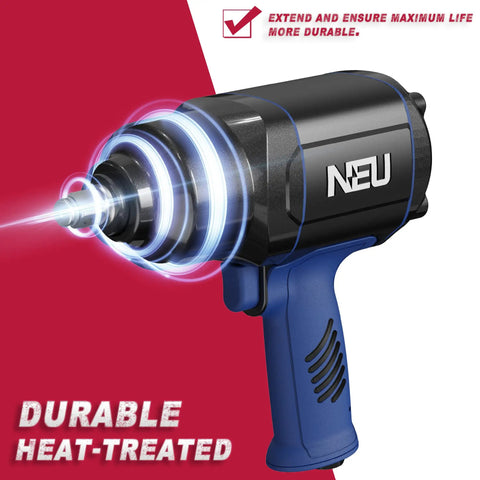 Three Quarters Inch Pneumatic Impact Wrench With Twin Hammers, 1480 Ft Lb Max Torque shown with focus on heat-treated anvil