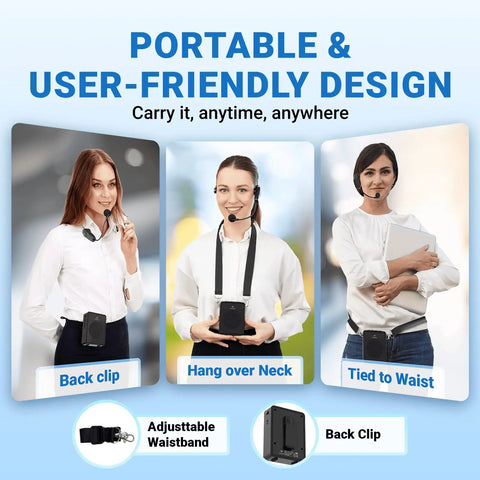 Different wearable options for Wireless Microphone Headset Beast 15W Megaphone Speaker And Bluetooth Mic Personal PA System