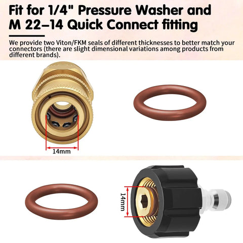 20 Pack Three Eighths Inch Viton O Rings With Two Inner Sizes 9.2 By 2.4mm And 10 By 2mm For Quarter Inch Quick Couplers And Hydraulic Systems