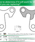 Universal Bicycle Derailleur Hanger For Road And MTB Bikes Aluminum Alloy Durable Replacement guide with outline template and steps