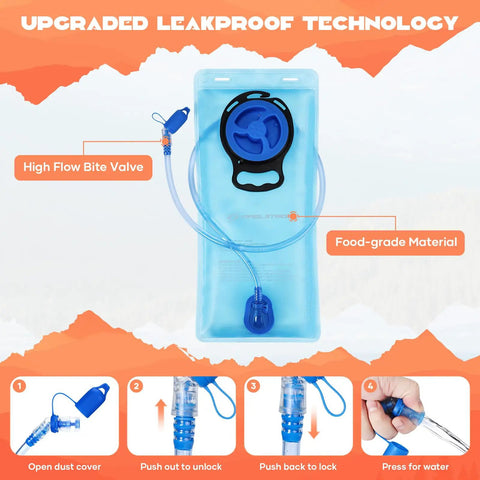 Dope Lightweight Hydration Hiking Backpack With 2L Water Bladder 20L Daypack featuring food-grade bladder and high flow valve