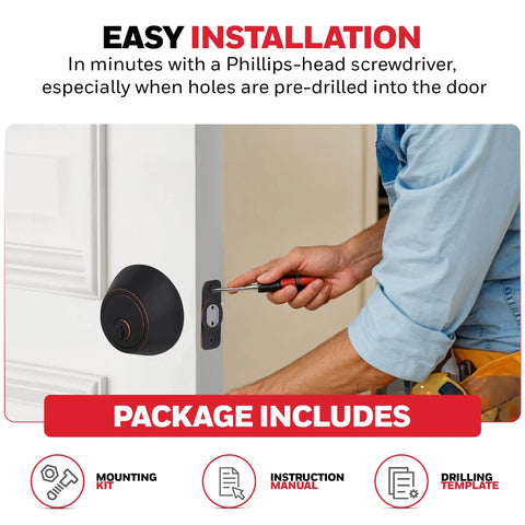 Installing Double Cylinder Deadbolt Lock With Reversible Design For Left Or Right Handed Doors Anti Bump Security