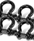 Set of four beefy half inch D ring shackles with nine sixteenth inch screw pins 26,400 lb break strength for Jeep truck SUV trailer ATV UTV.