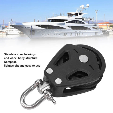Beefy Nylon Wheel Marine Pulley 50mm Stainless Steel Bearing Single Swivel Sailing Block for rope guidance on sailboats