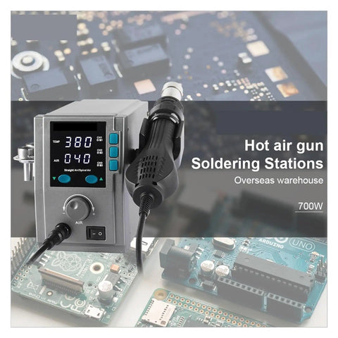 Beefy 700W Soldering Station With Hot Air Gun LED Display And Precise Temperature Control on PCB Circuit Boards