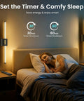 Super Slick 29 Inch Wall Sconces Set Of 2, Matte Black With Gold Accents, 10000 Mah Rechargeable Battery Wall Lights, woman sleeping beside lit sconces