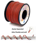 Silicone Hook Up Wire 20 Gauge Two Conductor Parallel Cable 200 Feet Total Black And Red High Temp Flexible Oxygen Free Stranded Tinned Copper Wire For Electronics spool and details