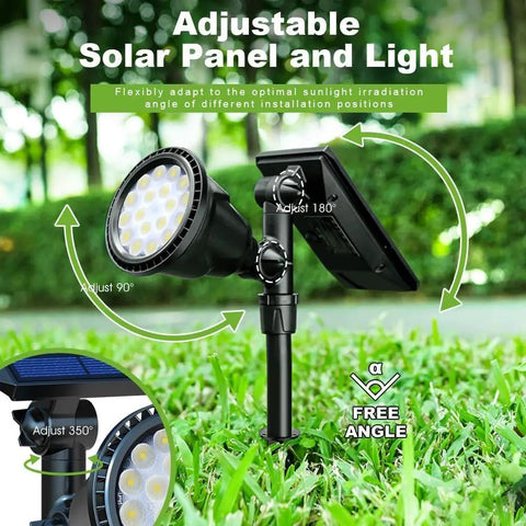 Solar Powered Outdoor Spot Lights 600LM Four Pack, Waterproof 18 Led Landscape Lighting With Auto On Off, Warm White angle view