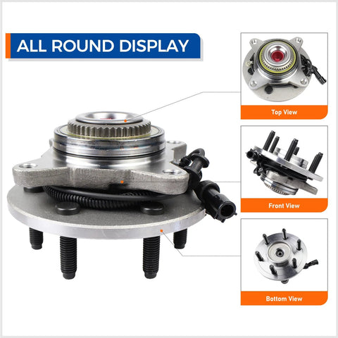 Front Wheel Hub Bearing Assembly For 4WD Ford F150 2004 2008 And Lincoln Mark LT 2006 2008 6 Lug With ABS Easy Install Replacement High Quality Aftermarket Part For Durable Performance And Easy Fit Plug And Play all sides display